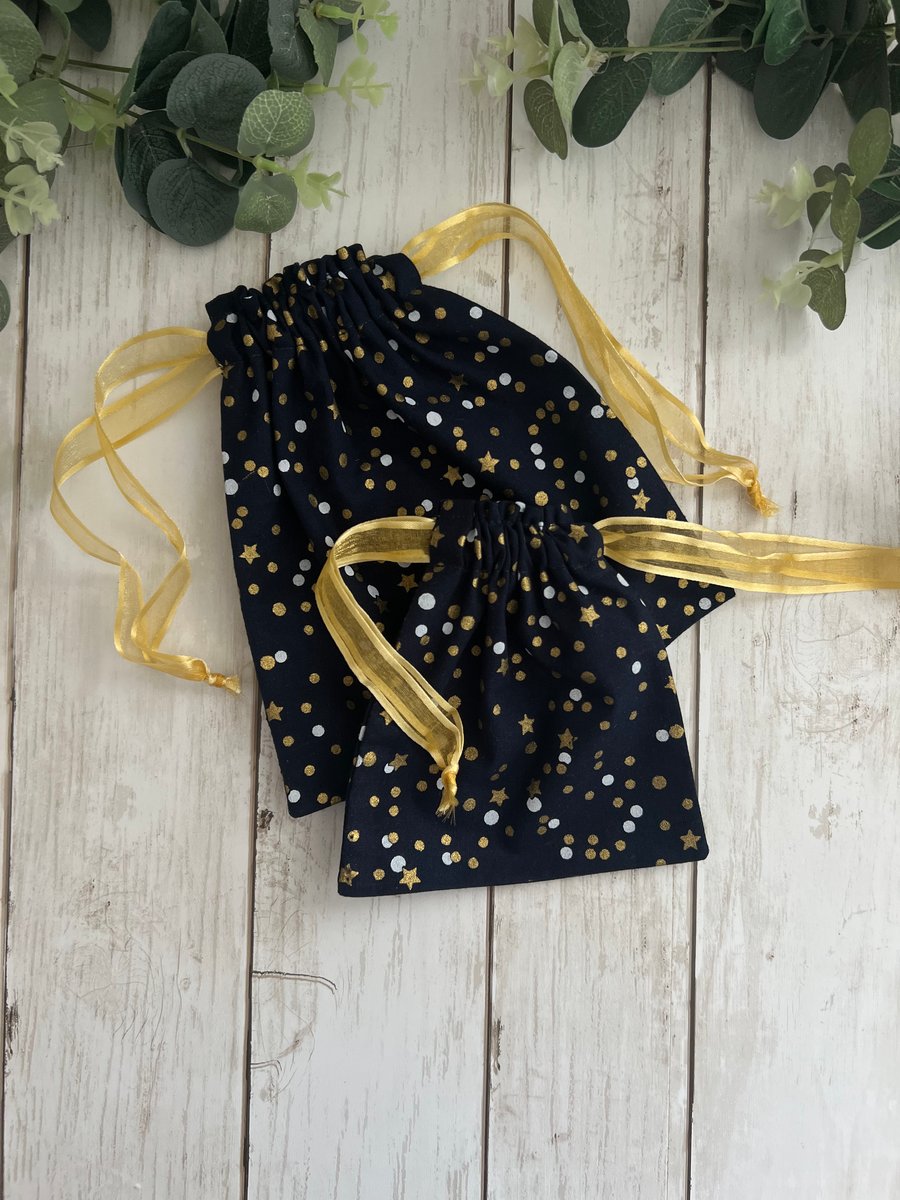 Christmas Gift Bag Set: Reusable Fabric Gift Bag, Storage Bag, Beauty Bag