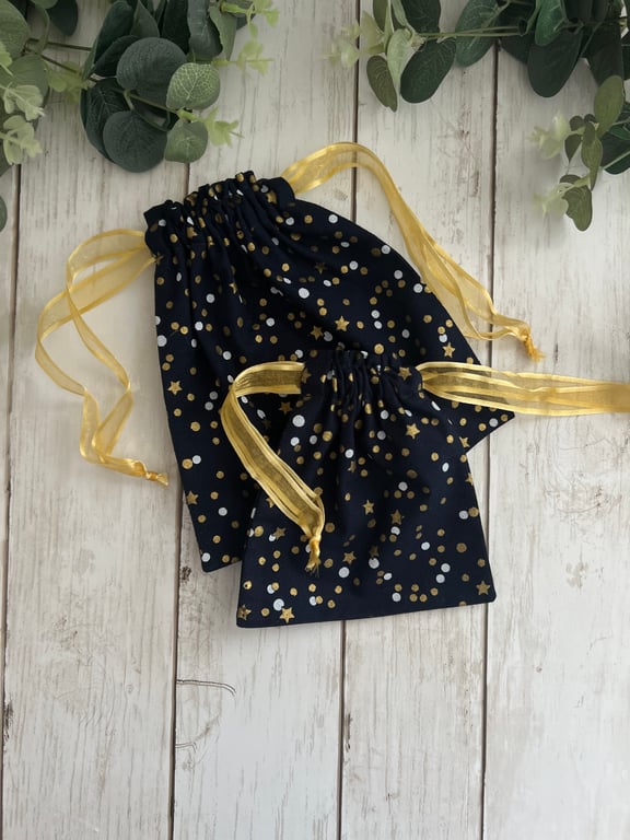 Christmas Gift Bag Set: Reusable Fabric Gift Bag, Storage Bag, Beauty Bag