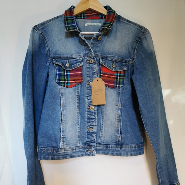 Soft plaid denim jacket