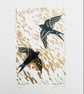 Swallows Lino print, bird print, birds Lino print, wall art, summer print - Image 2