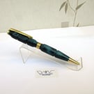 Hand Made Turquoise Acrylic Ball Point Pen with A Velvet Pouch