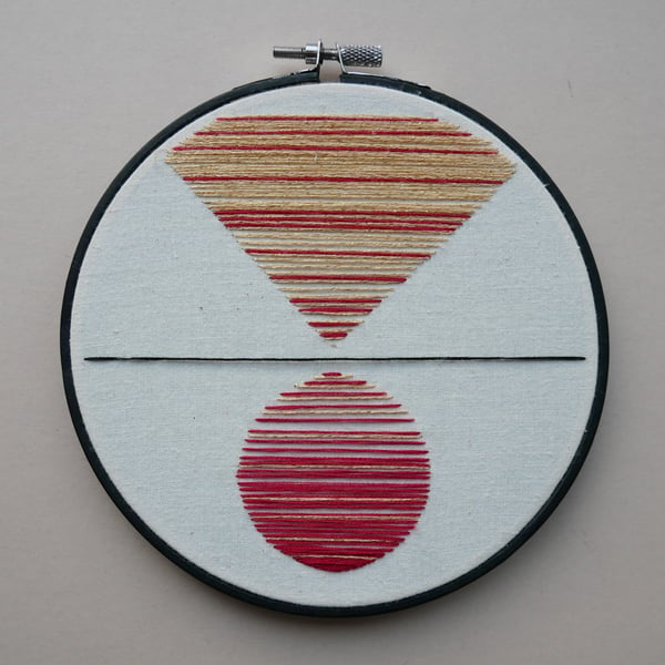 Distant Horizons - Red, Black and Gold Abstract Embroidery Art Piece