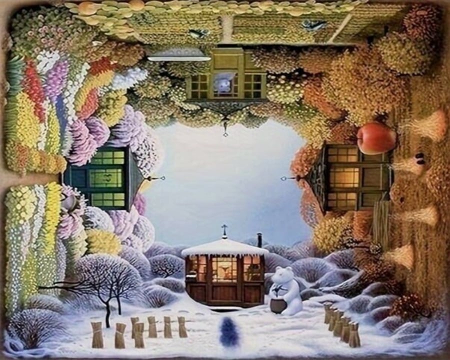 Syntego DIY Paint by Numbers for Adults, Four Seasons Pattern Canvas Acrylic Pai