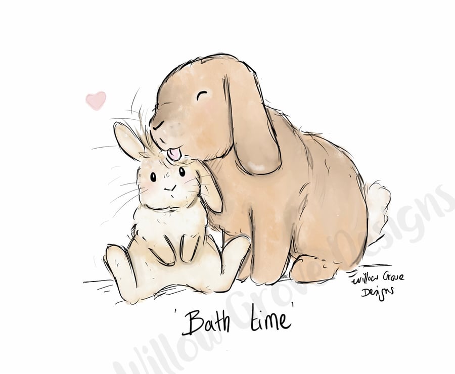 Bath time rabbit print 