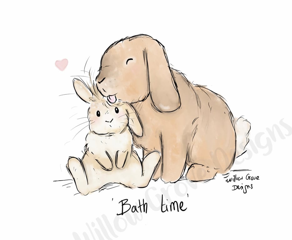Bath time rabbit print 