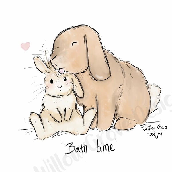 Bath time rabbit print 