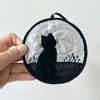Cat and full moon up-cycled seasonal home decoration. 