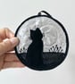 Cat and full moon up-cycled seasonal home decoration. 