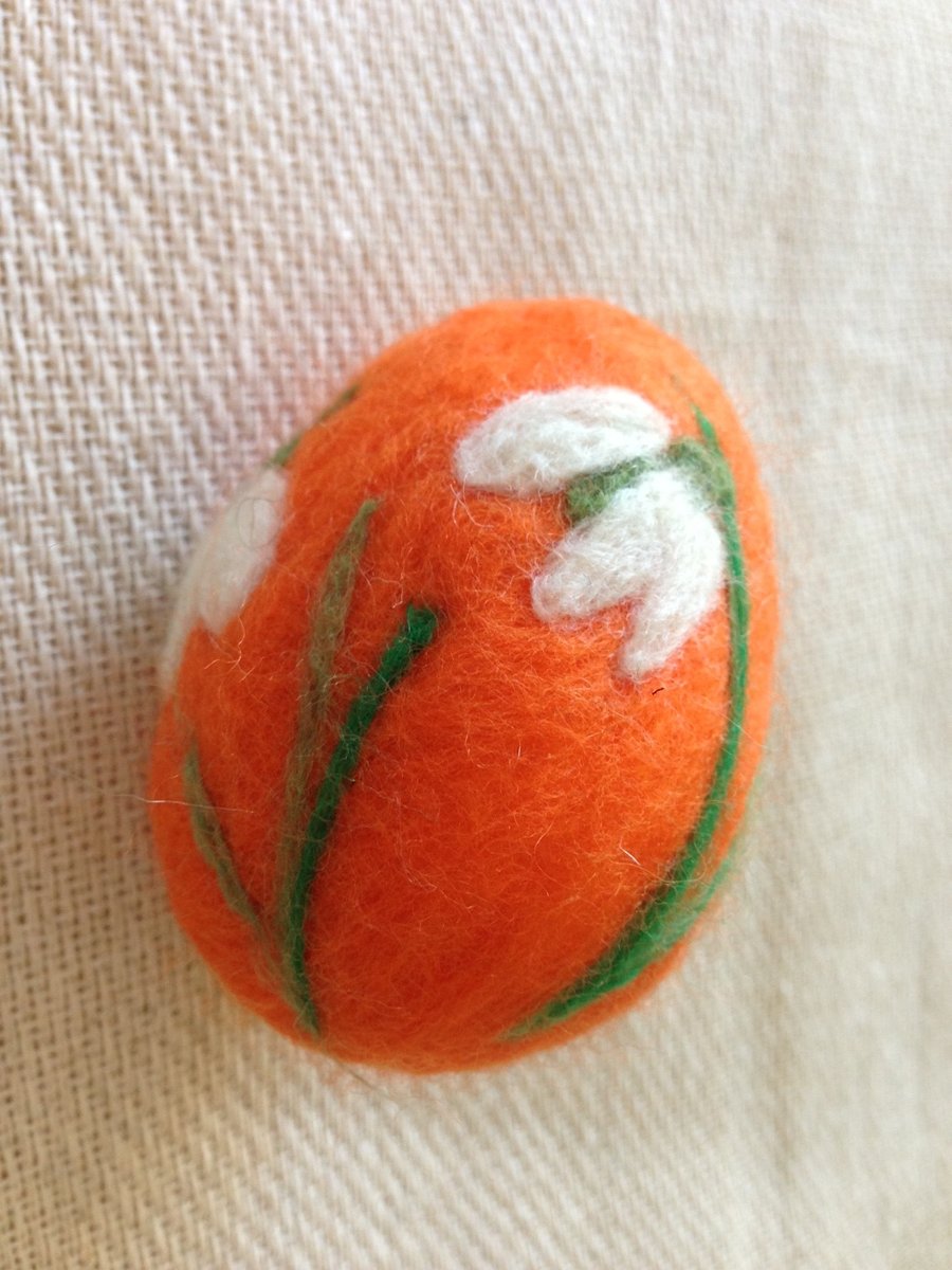 Felted Easter Egg, Needle Felt Easter Decoration,Lillly on the valley, Flowers