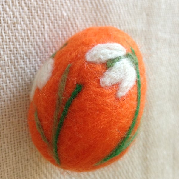 Felted Easter Egg, Needle Felt Easter Decoration,Lillly on the valley, Flowers