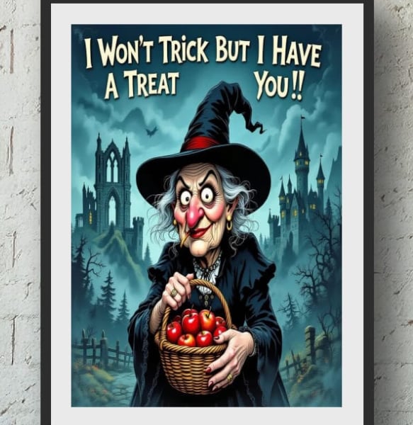 Halloween Witch Digital Download – Spooky Wall Art Printable 300 DPI