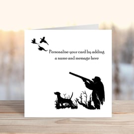 Pheasant Shooting Personalised Greetings Card - Shooter with dog