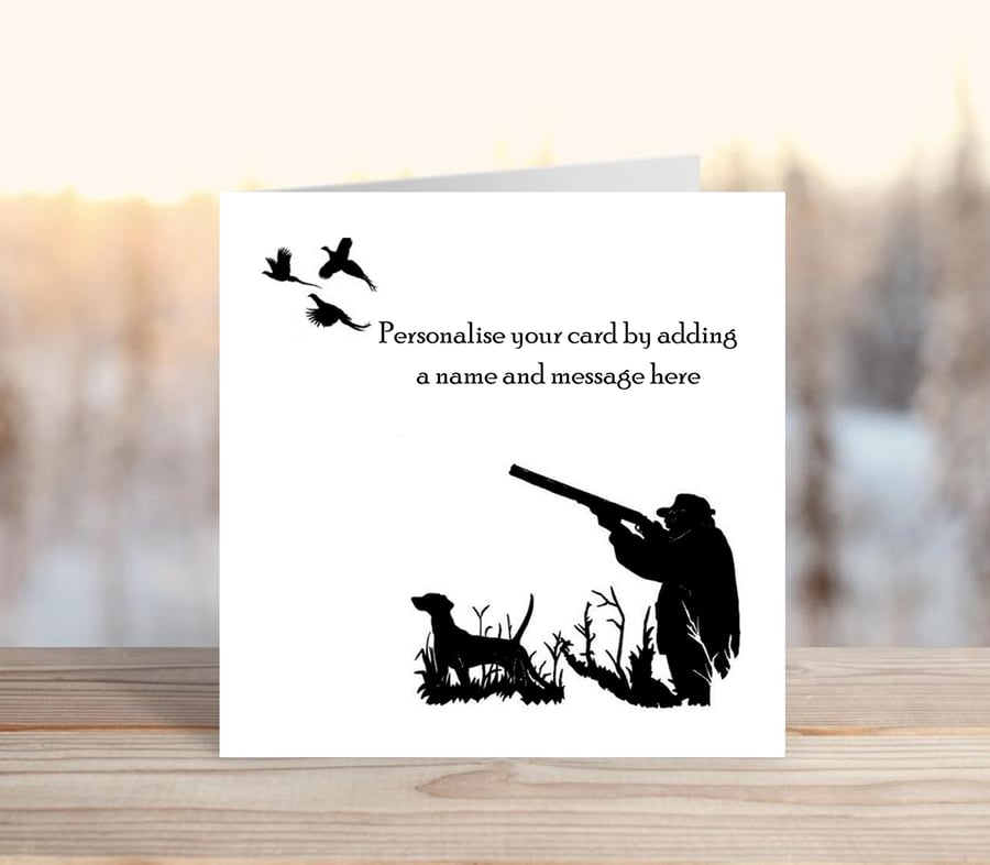 Pheasant Shooting Personalised Greetings Card - Shooter with dog