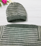 Hand knitted baby jumper dungarees and hat set grey and white   - Image 6