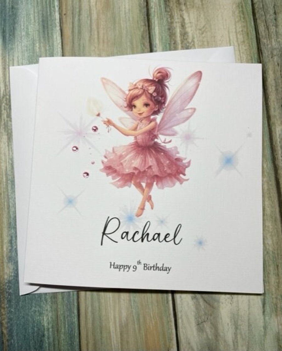 Pretty Fairy Pink Birthday Card for Daughter Granddaughter Fairy Gift