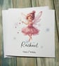 Pretty Fairy Pink Birthday Card for Daughter Granddaughter Fairy Gift