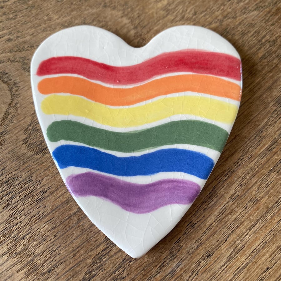 Rainbow pottery heart