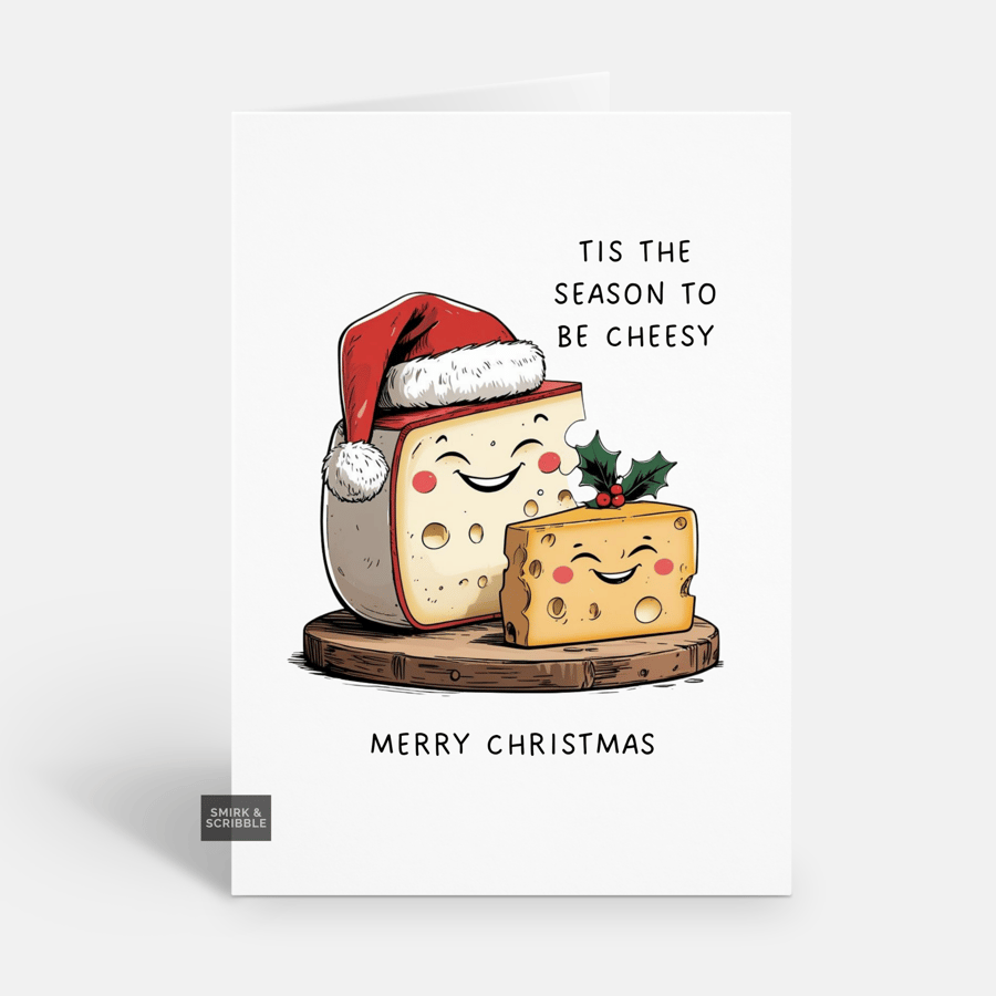 Unique Funny Christmas Card For Him Or Her - Cheese Xmas Greeting 