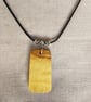 Upcycled Wood Rectangle Necklace Leather 'n Wood Tag Shaped Necklace