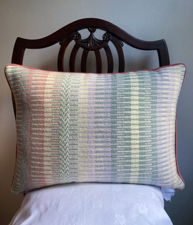Rosanna cushion: Pastel Pink. Handwoven in Wales