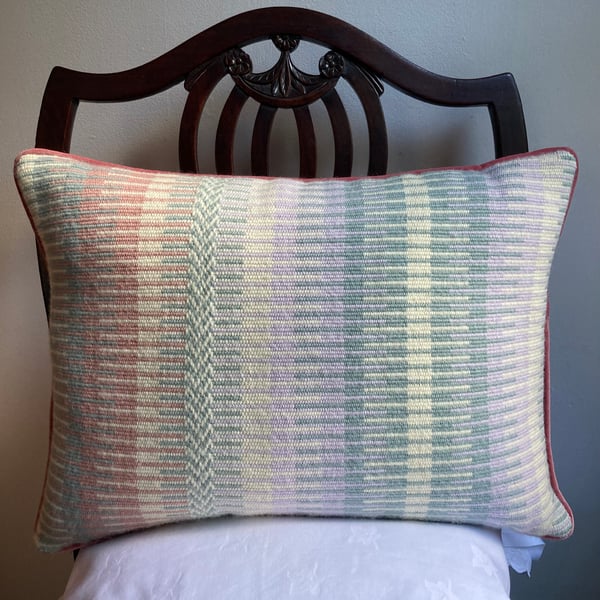 Rosanna cushion: Pastel Pink. Handwoven in Wales