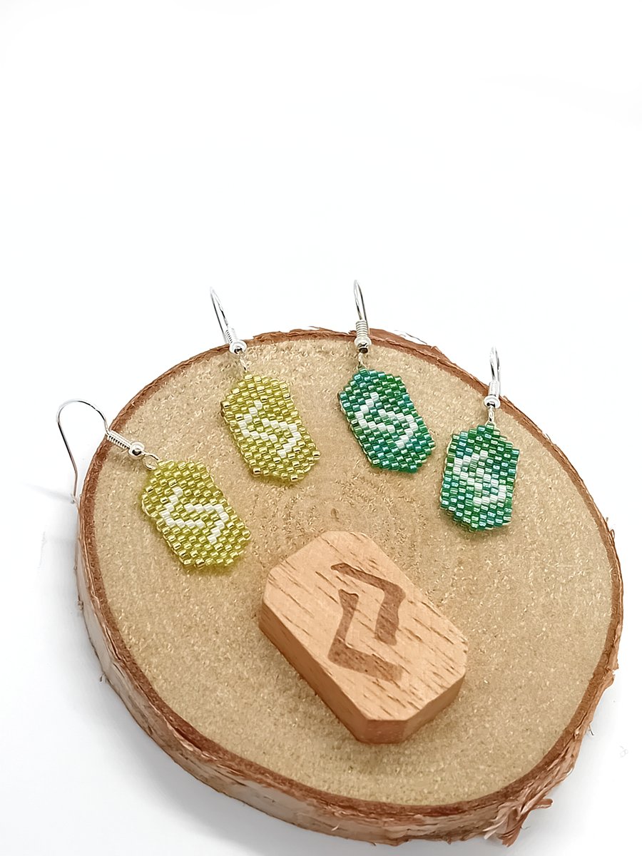 Jera viking rune beaded earrings