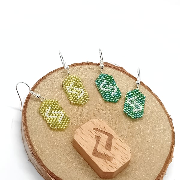 Jera viking rune beaded earrings
