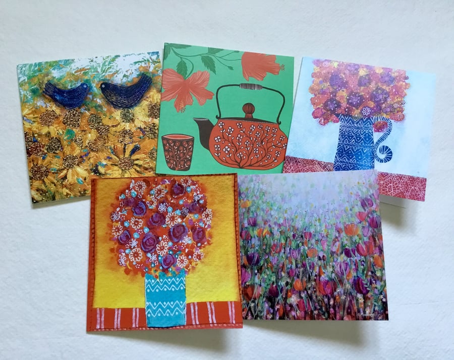 Floral, blank greetings card pack