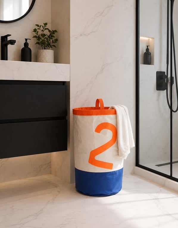 Coastal Storage Solution - Laundry Basket - Handmade Sailcloth Storage Bucket