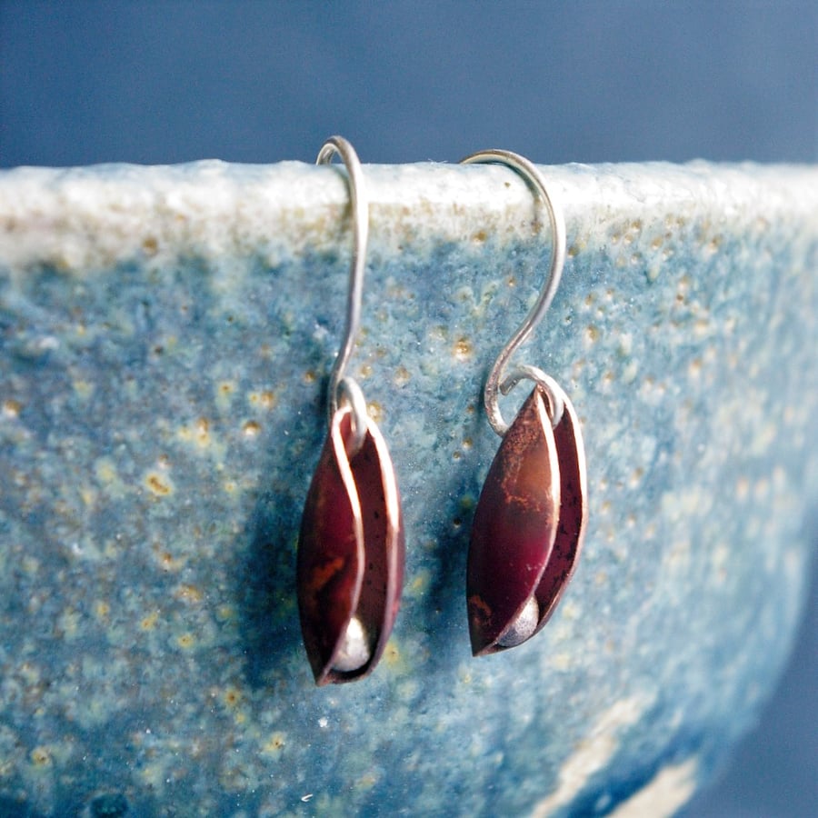 Copper Seed Pod Dangle Earrings