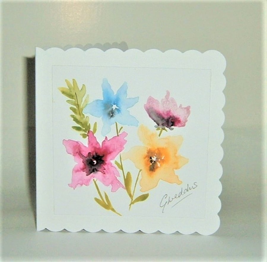 original hand painted blank greetings card ( ref F 486)