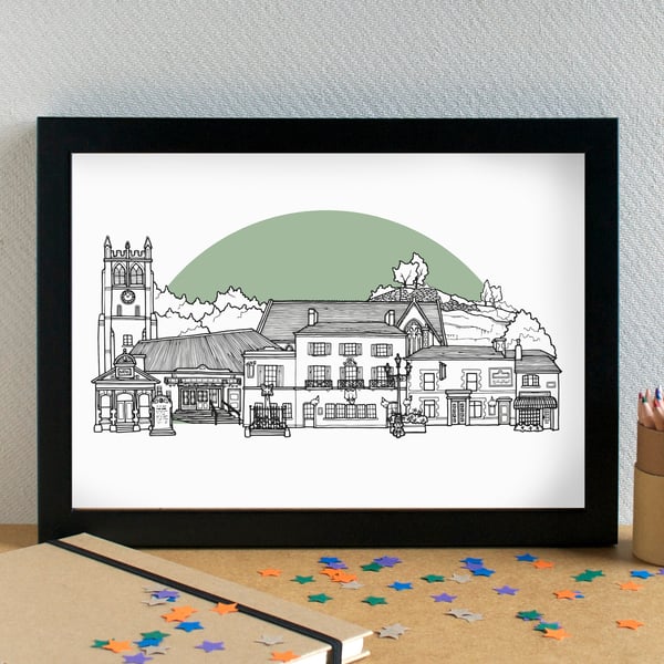 Woolton Village Liverpool Skyline Art Print