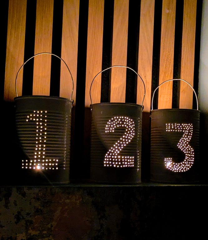 Wedding Table Numbering - Tin-Can Lanterns
