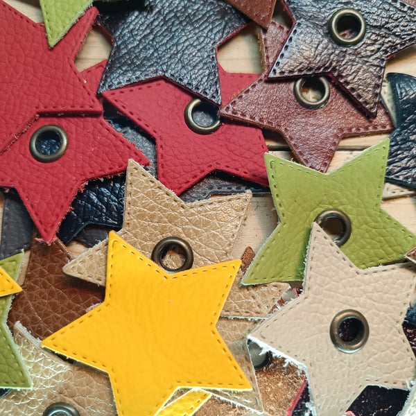 Real leather die cut multicolour star patches 