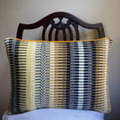 Rosanna cushion: Golden & Midnight Blue. Handwoven in Wales