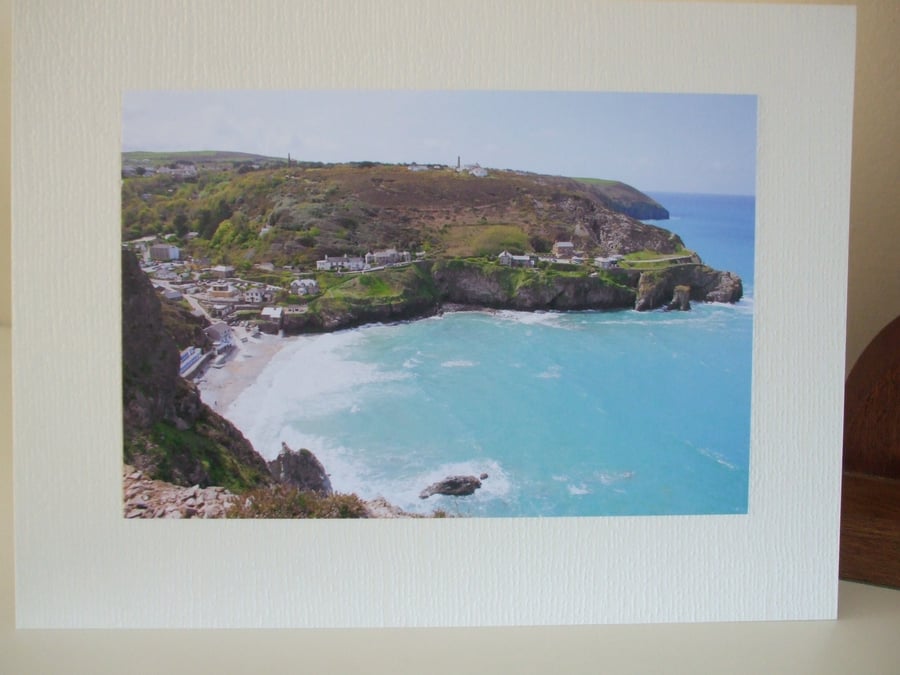 Greetings card photo of Trevaunance Cove, St. Agnes, Cornwall.