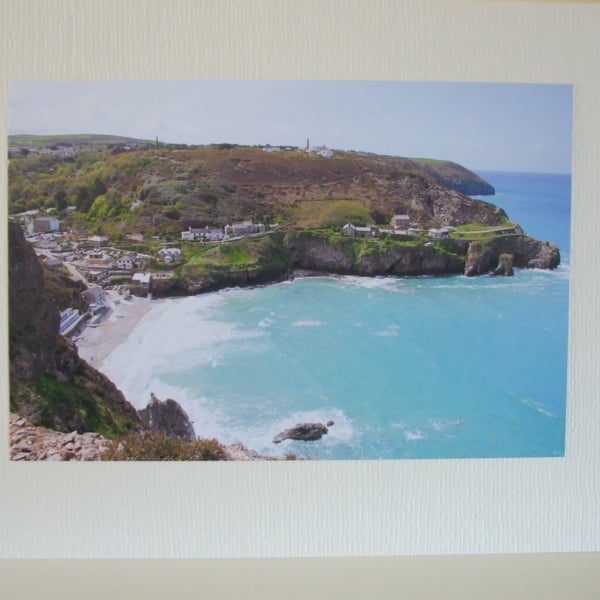 Greetings card photo of Trevaunance Cove, St. Agnes, Cornwall.