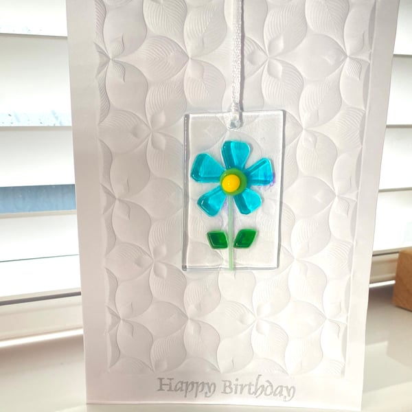 Special keepsake glass hanging birthday card