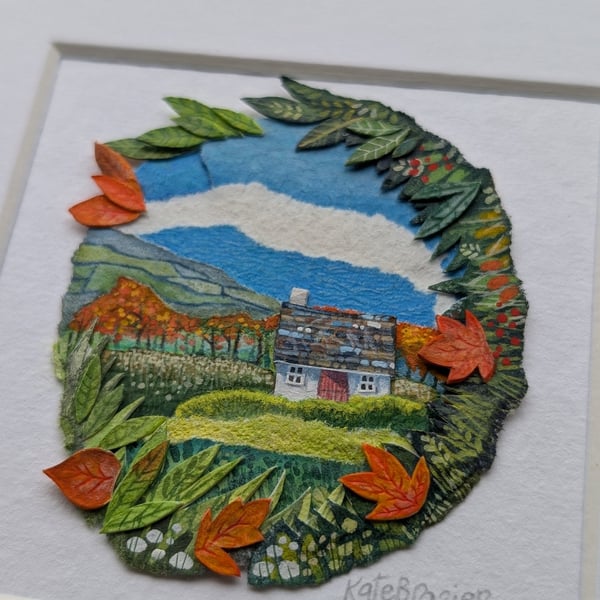 On the Breeze Cottage - Miniature collage. Mounted