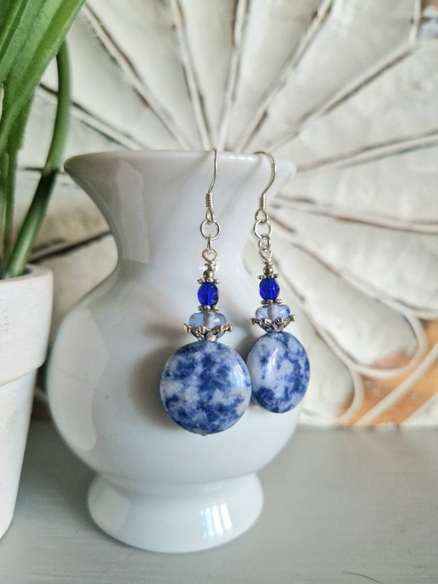 Sterling Silver Sodalite Drop Earrings 