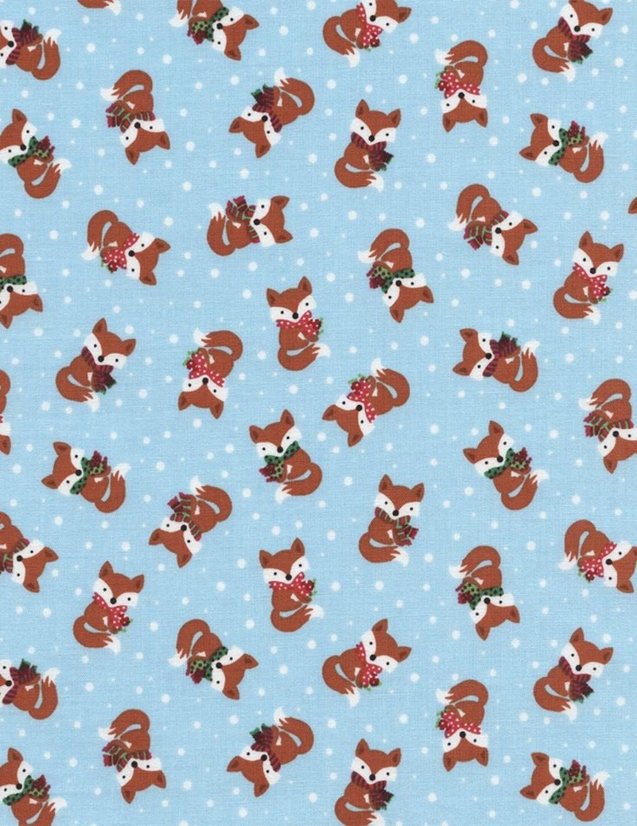 Fat Quarter Christmas Foxes Fox 100% Cotton Quilting Fabric