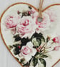 Pink Roses: Decoupaged Wooden Hanging Heart 15cm (6") - Image 5