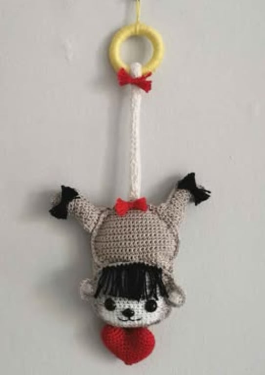 Crochet Monkey with Heart Wall Décor 