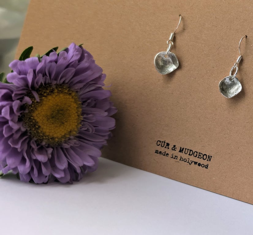 .999 Fine Silver small cup drop earrings