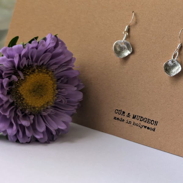 .999 Fine Silver Tiny Cup Drop Earrings