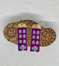 Tall Purple House Recycled Tin Earrings with Silver Hooks