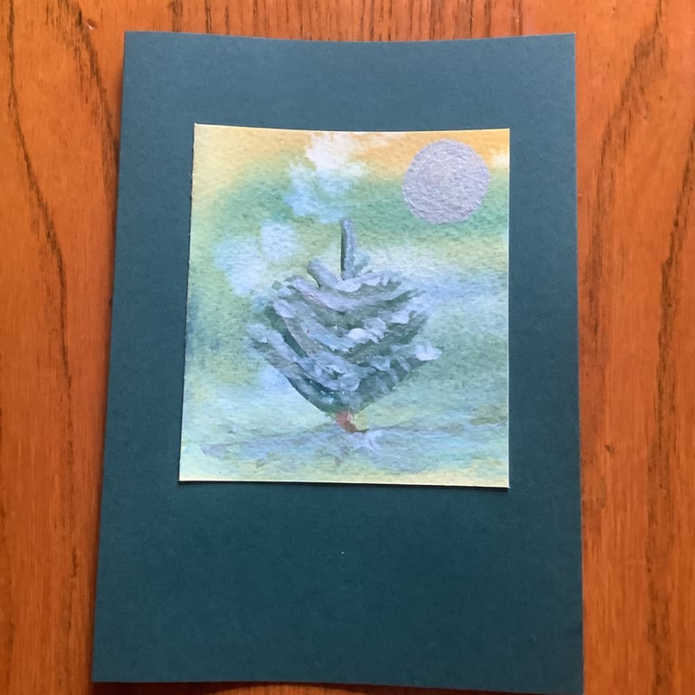 Hand Painted Christmas Yule Card 'Solo Yule'