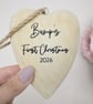 Bump's First Christmas 2026 Wooden Heart Pregnancy Christmas Ornament - Image 2