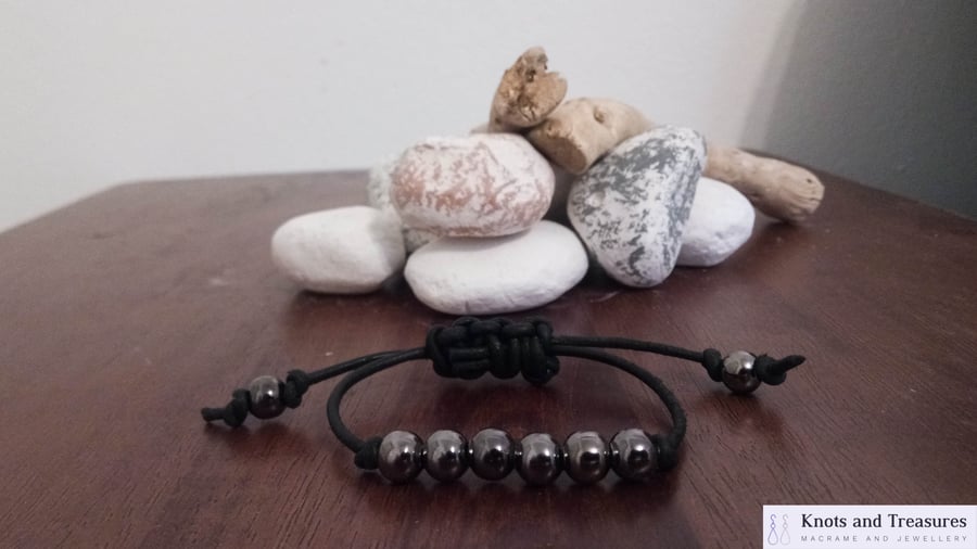 Black Beaded Cord Bracelet