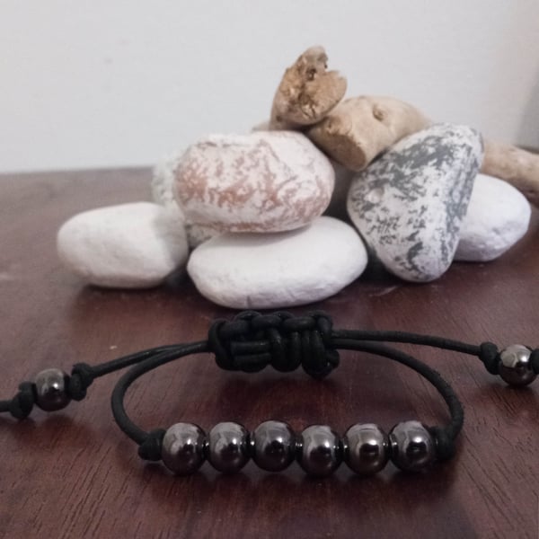 Black Beaded Cord Bracelet